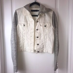 JET-sweatshirt sleeve hoodie/denim jacket